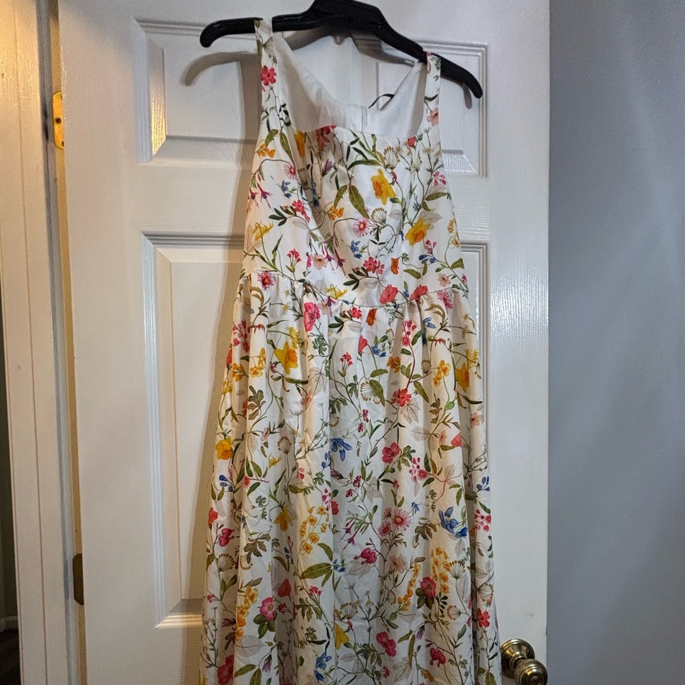 SHEIN Floral Strapless Dress - White and Pink